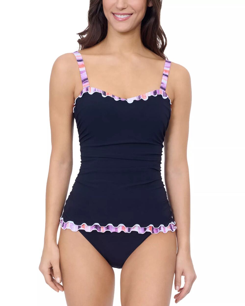 Profile by Gottex Women Black Riga Underwire D-Cup Swim Tankini Top Size 36D